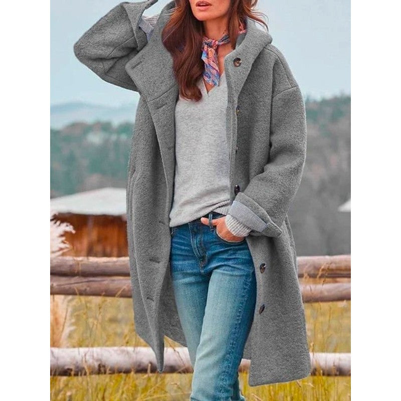 Sophia | Longline Hooded Button-Front Coat