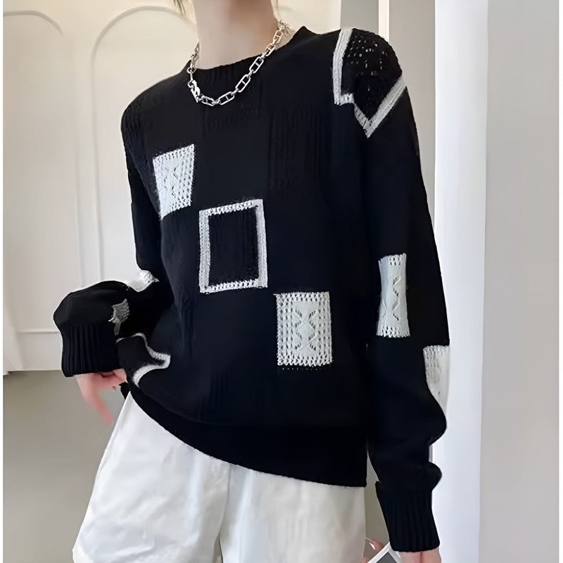 Zaydeanne | Maglione in maglia morbida effetto patchwork