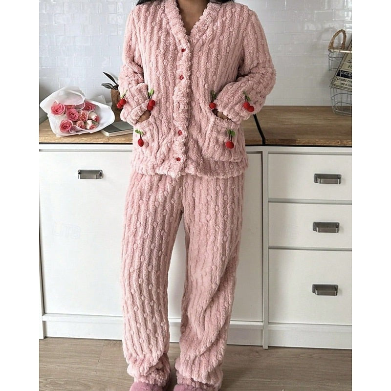 Maribel | Two-Piece Lounge Set with Cherry Appliqués