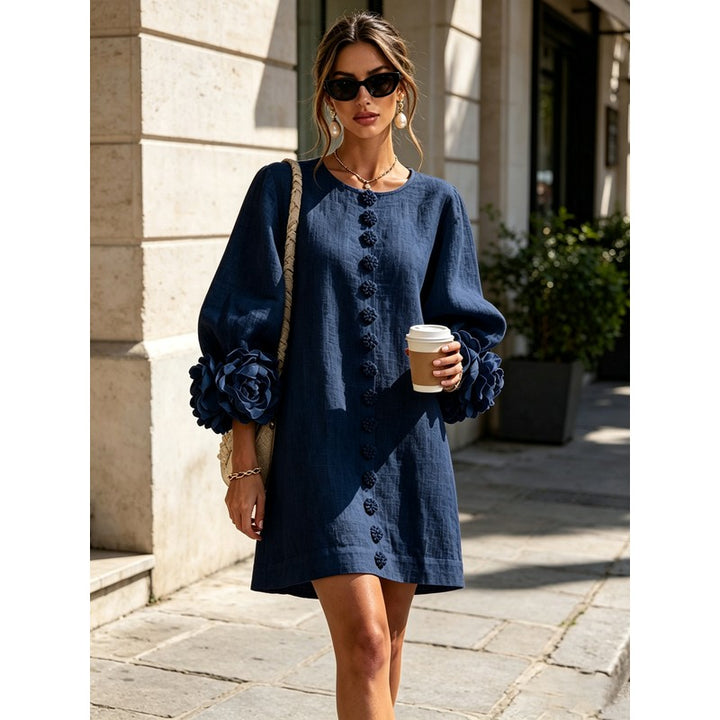 Anita | Floral Appliqué Cuffs and Button Front