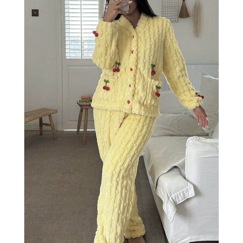 Maribel | Two-Piece Lounge Set with Cherry Appliqués