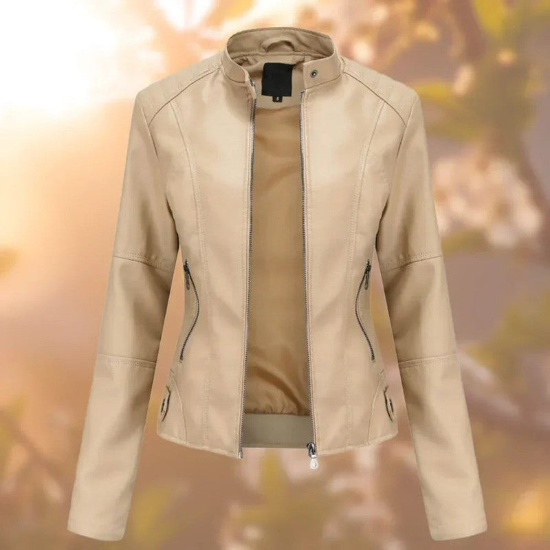 Larissa | Slim-Fit Zip-Up Moto Jacket