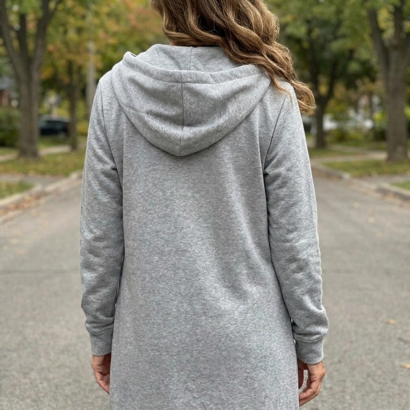 Women's Cardigan | Longline Zip-Up Hooded Style
