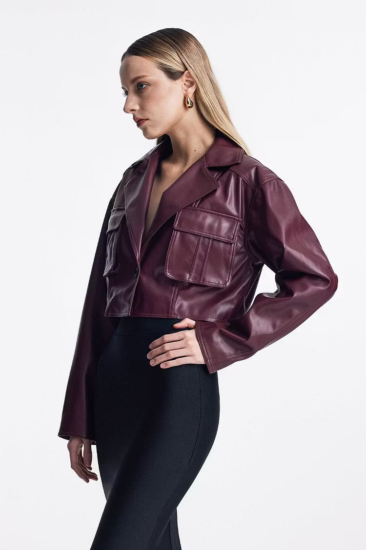 Vivienne | Γυναικείο κοντό bomber από συνθετικό δέρμα