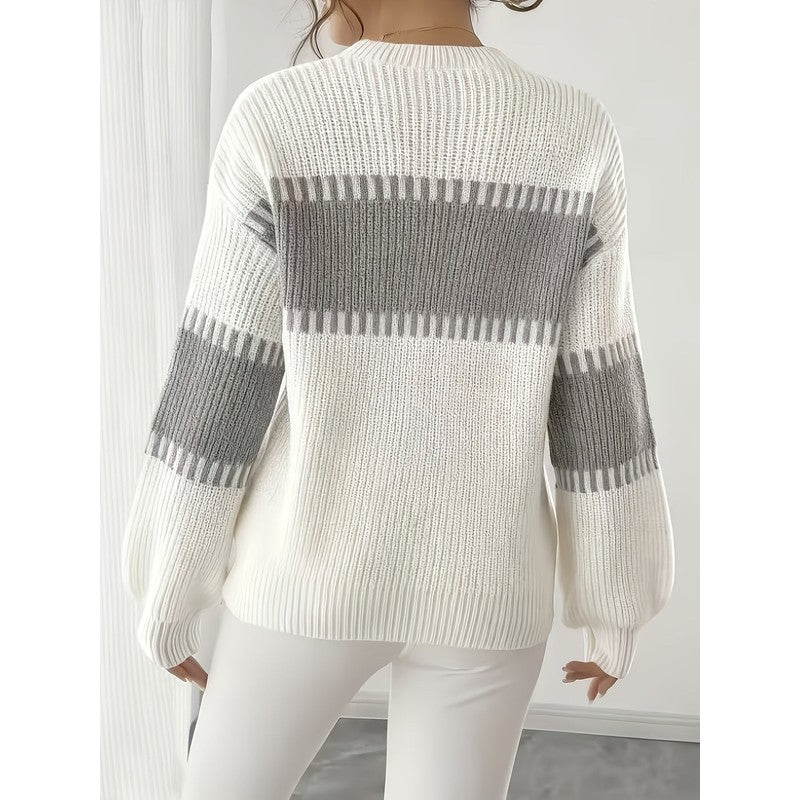 Clara | Colour-Block Striped Cropped Pullover