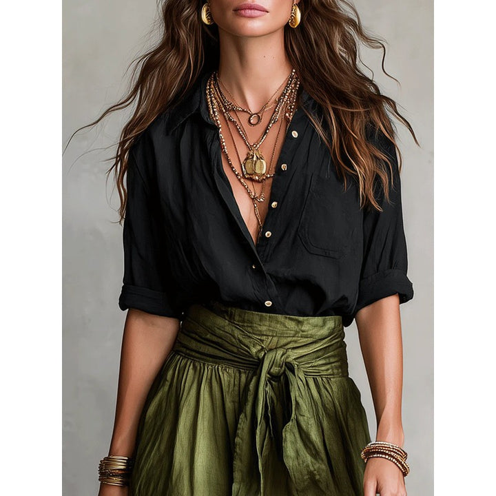 Women's Coralie | Button-Front Shirt and Tie-Waist Skirt Set