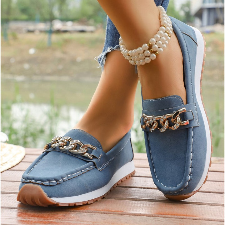 Olivia | Chain-Accent Slip-On Loafers