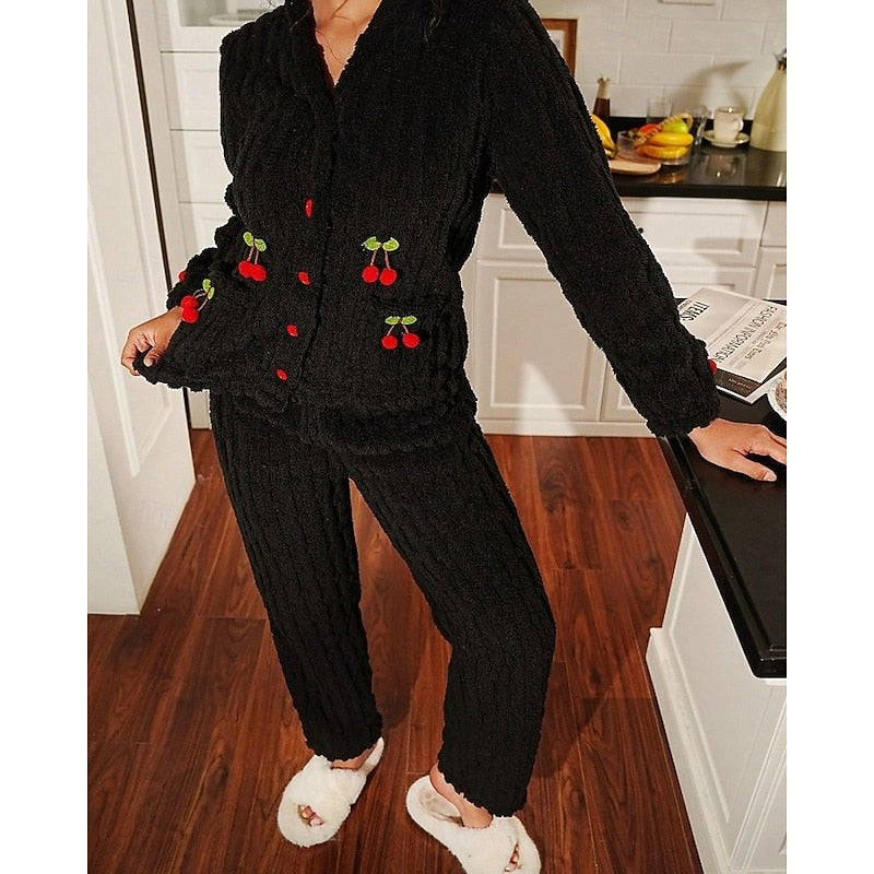 Maribel | Two-Piece Lounge Set with Cherry Appliqués