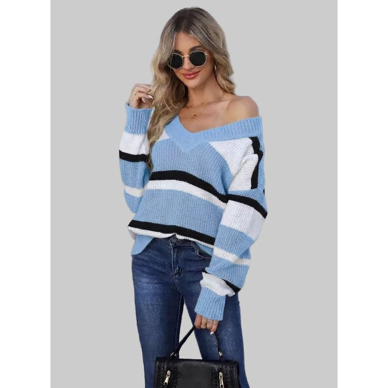 Women Sweater | Striped Cropped Knit