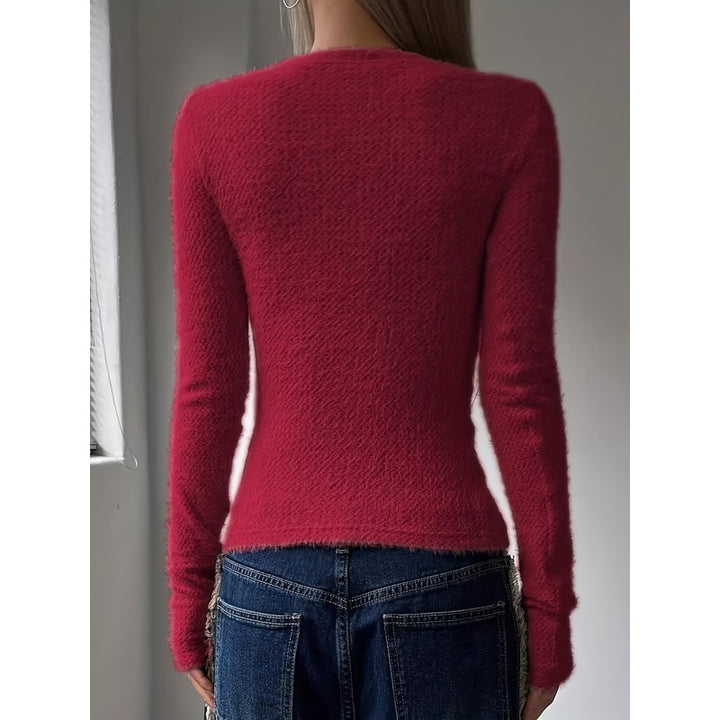 Noreen | Women's Fitted Fuzzy Knit Top