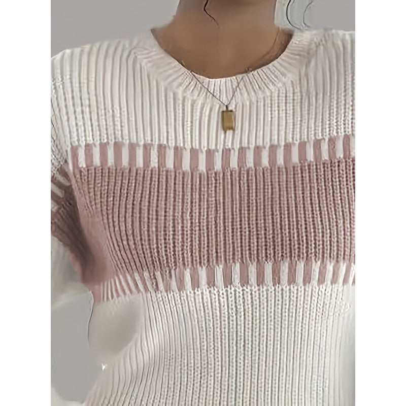 Clara | Colour-Block Striped Cropped Pullover