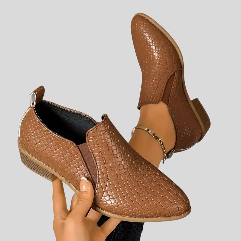 Elvire | Braided Slip-On Block Heel Boots