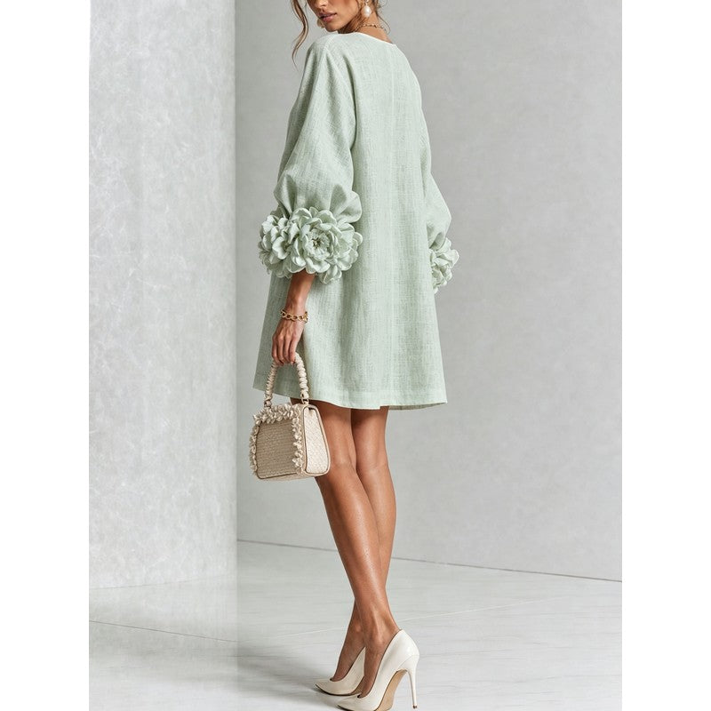 Anita | Floral Appliqué Cuffs and Button Front