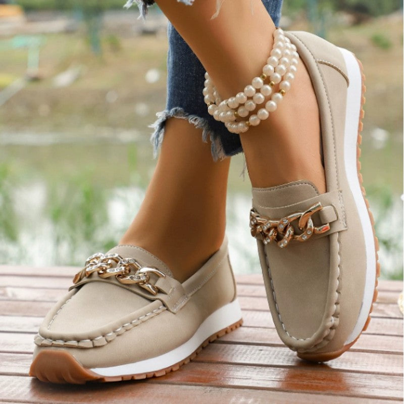 Olivia | Chain-Accent Slip-On Loafers