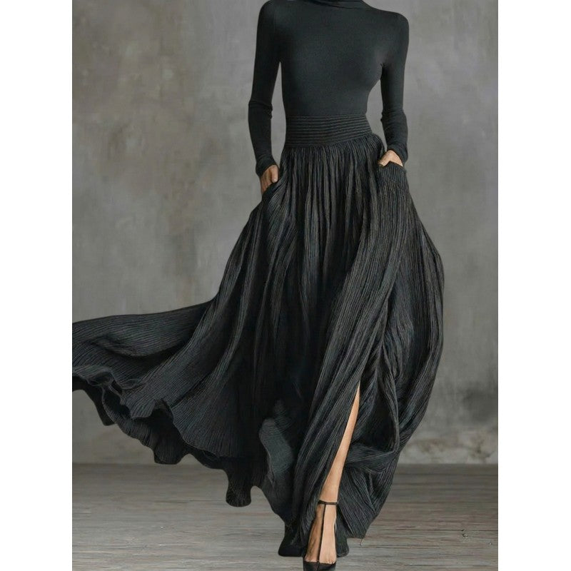 Raquel | High Waist Maxi Dress with Side Slit