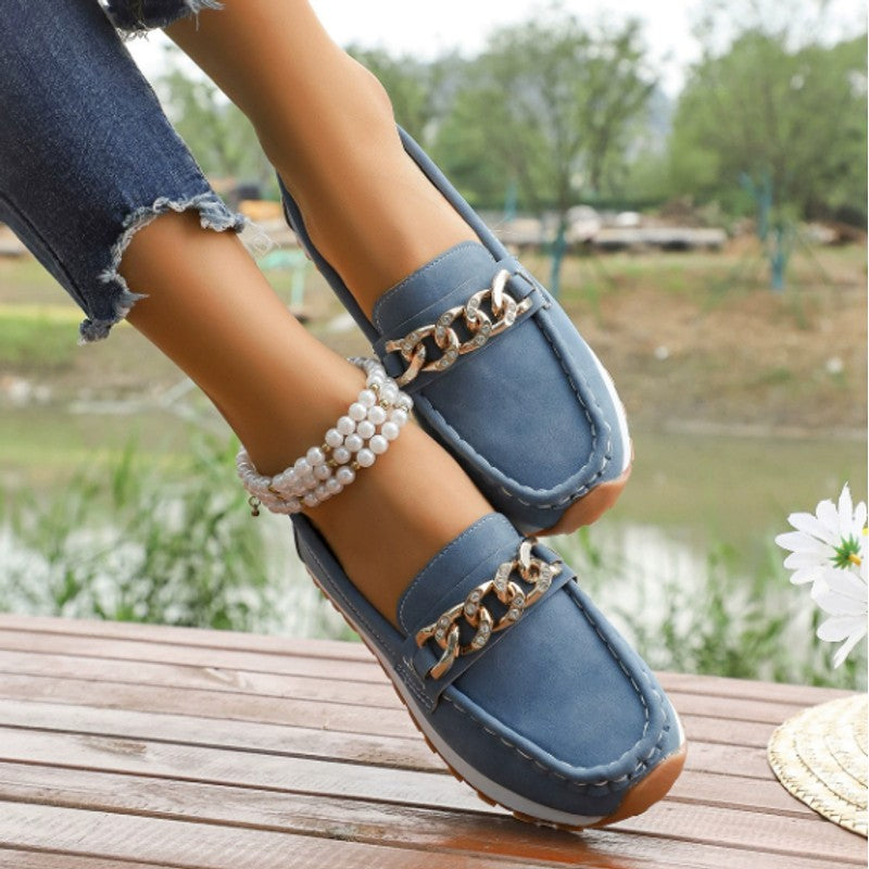 Olivia | Chain-Accent Slip-On Loafers