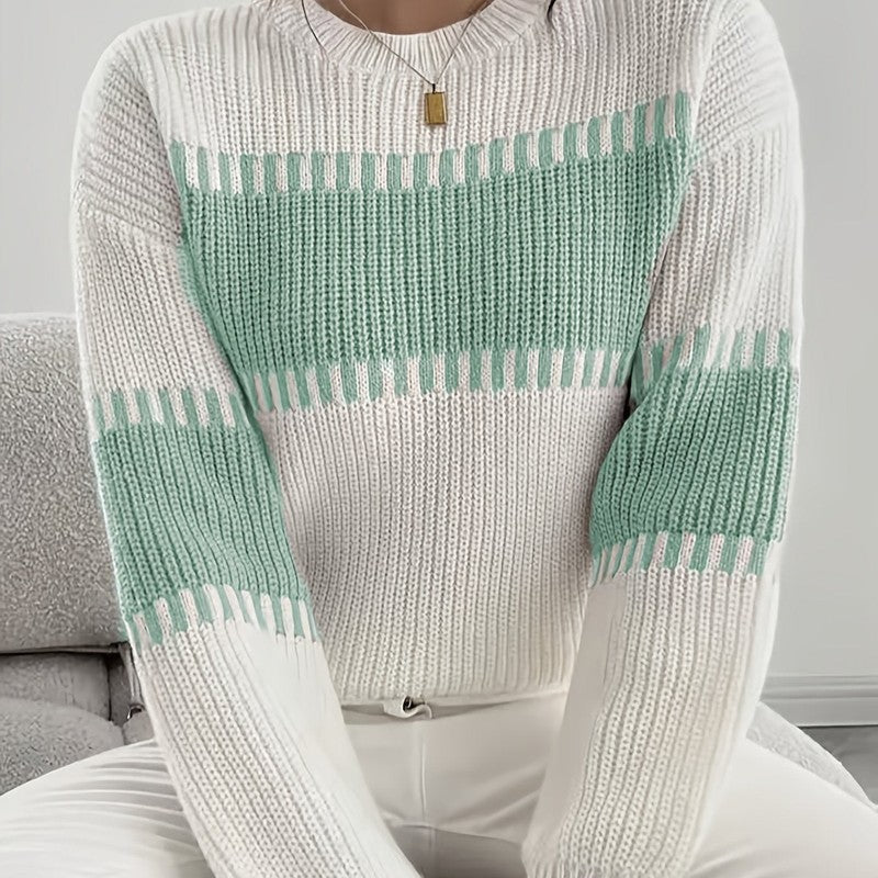 Clara | Colour-Block Striped Cropped Pullover