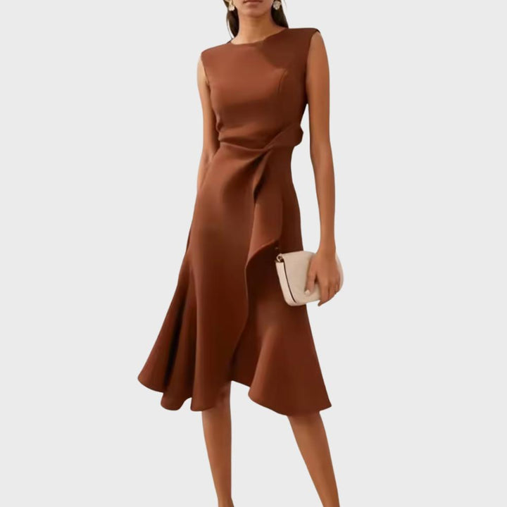 Scarlett | Abito midi asimmetrico drappeggiato