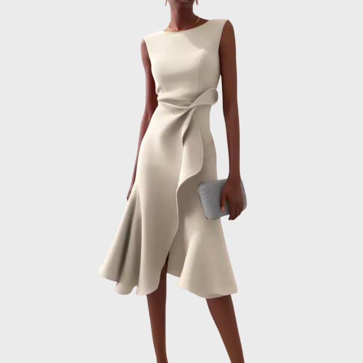 Scarlett | Abito midi asimmetrico drappeggiato
