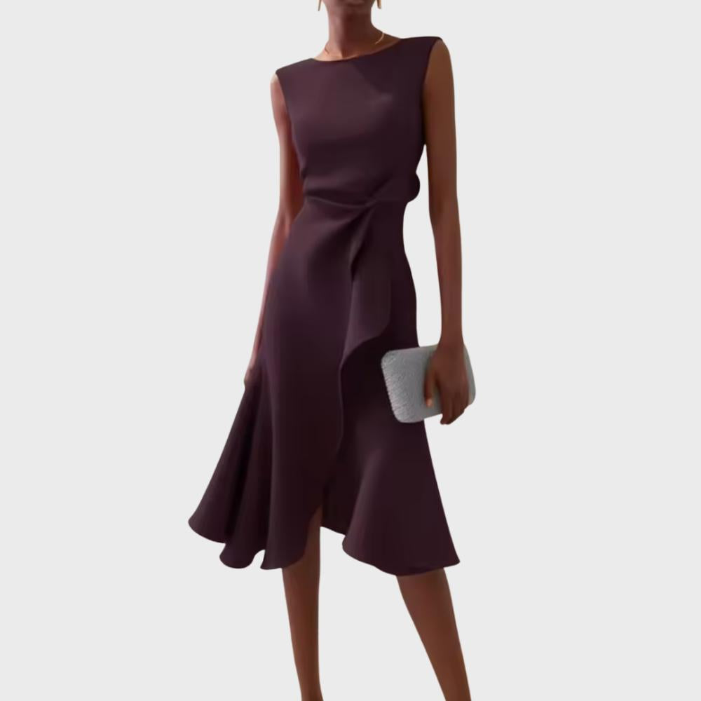 Scarlett | Abito midi asimmetrico drappeggiato
