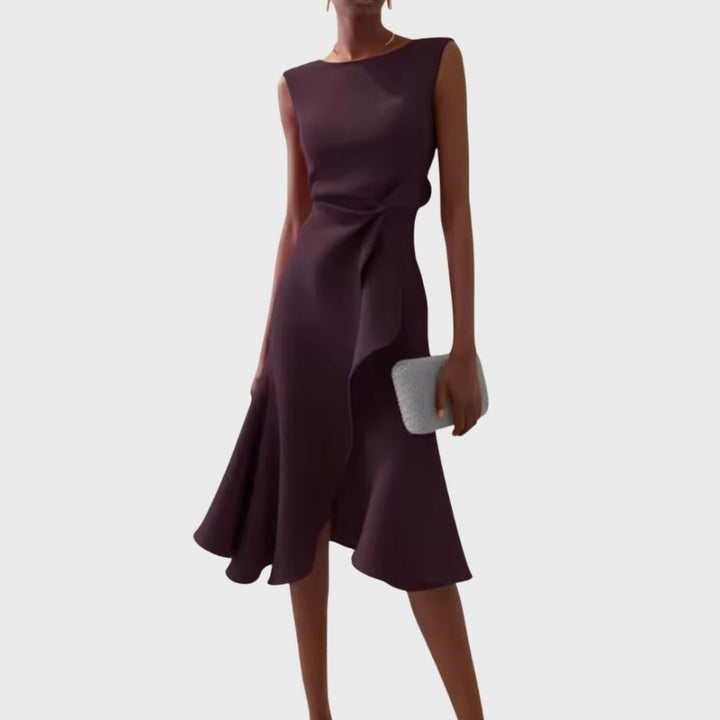 Scarlett | Abito midi asimmetrico drappeggiato