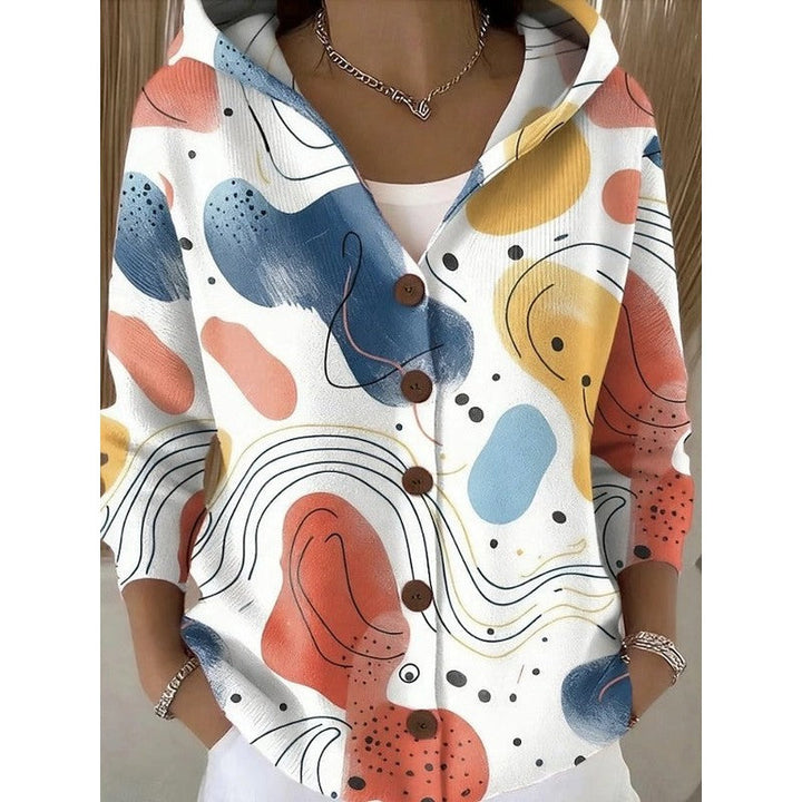 Vanessa | Fluid Button-Front Abstract Print Cardigan