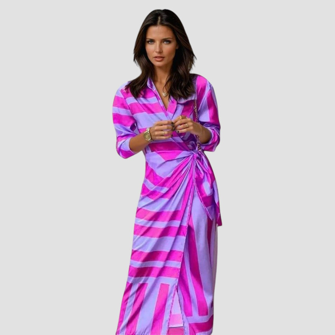 Stevie | Printed Tie-Waist Midi Dress