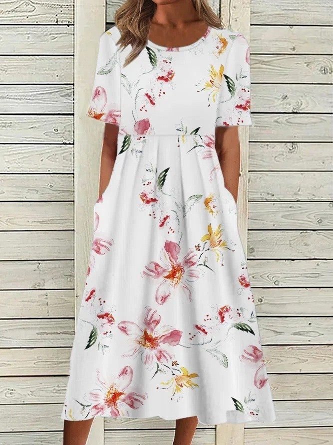 Jacqueline | Midi-jurk met bloemenprint