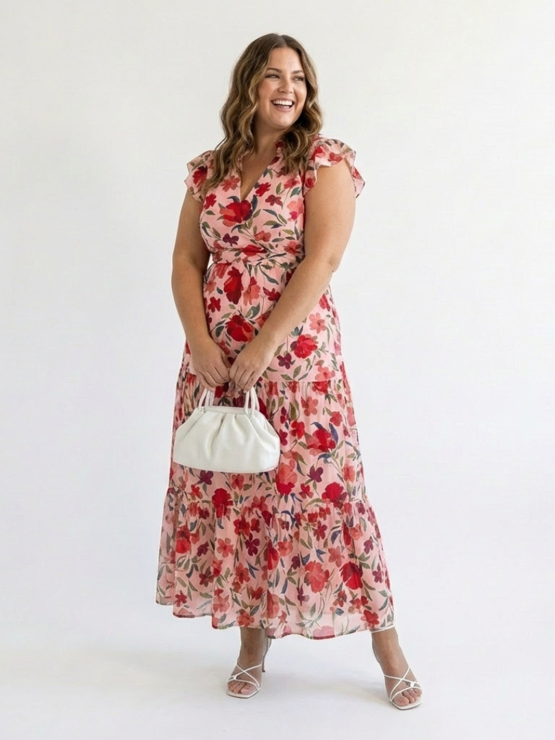 Wren | Lange damesjurk met bloemenprint en lagen