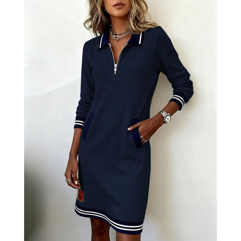 Rosalind | Striped Zip-Front Polo Dress