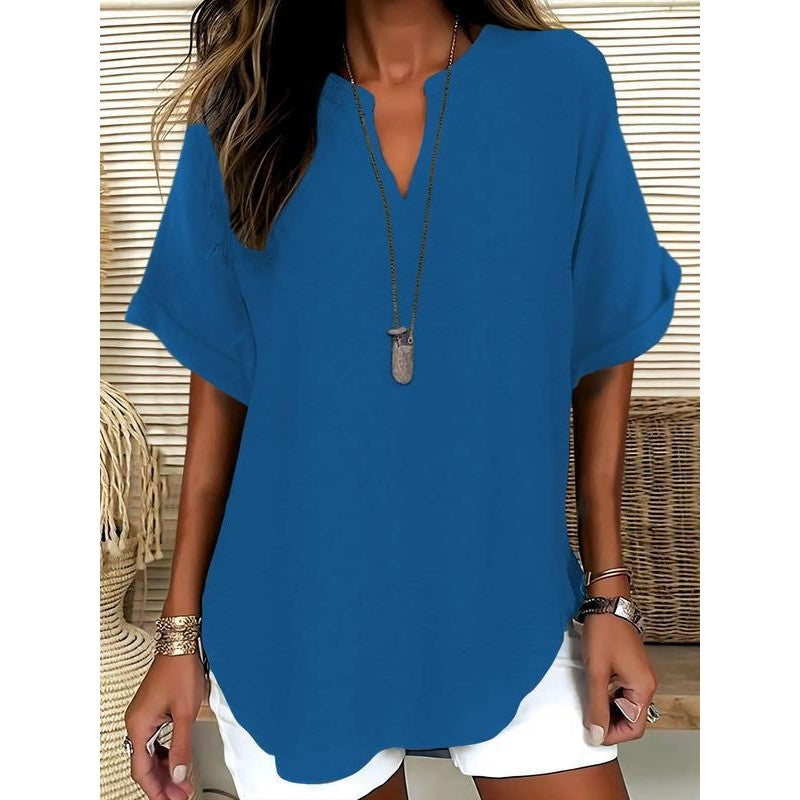 Women’s Blouse | Relaxed V-Neck Short-Sleeve