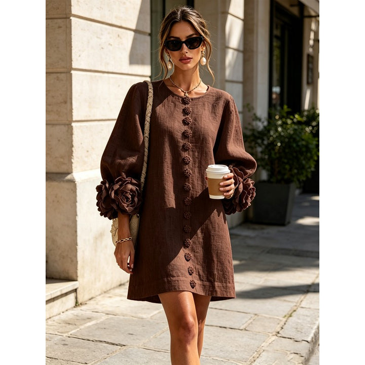 Anita | Floral Appliqué Cuffs and Button Front