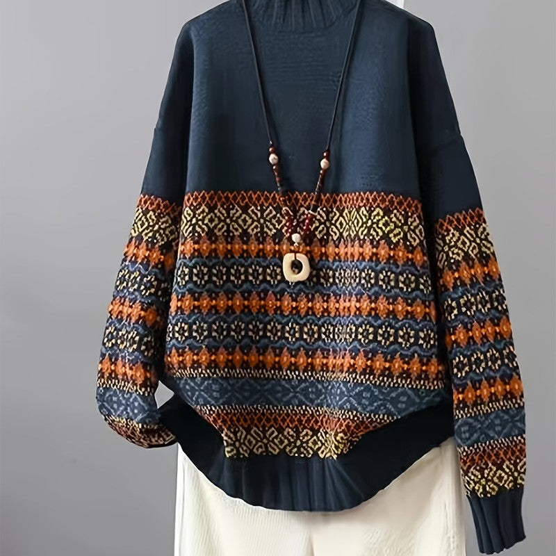 Thea | Vintage Jacquard Geometric Pullover