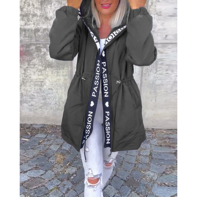 Camila | Hooded Drawstring Midi Parka Coat