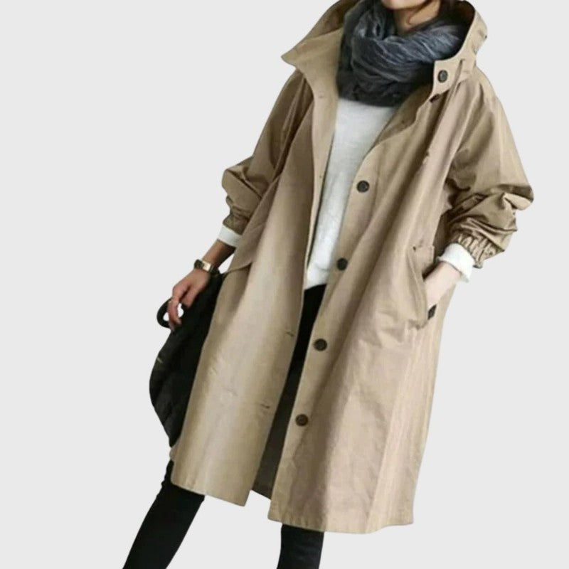 Audra | Relaxed Hooded Long Trench Coat