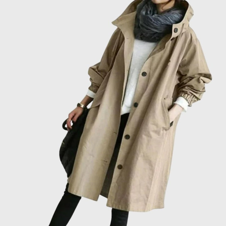 Audra | Relaxed Hooded Long Trench Coat