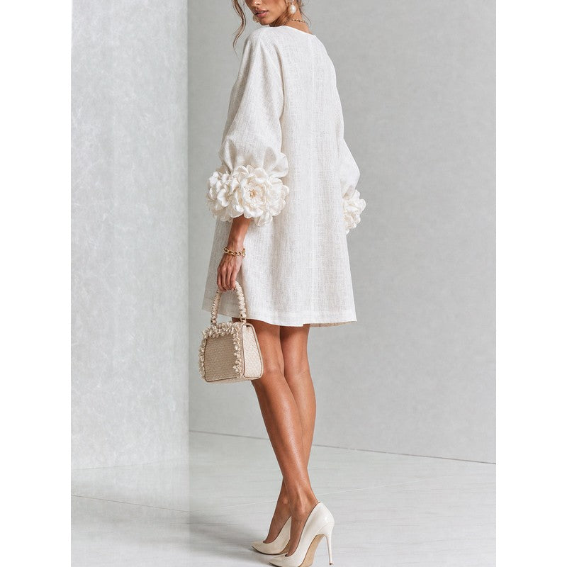 Anita | Floral Appliqué Cuffs and Button Front
