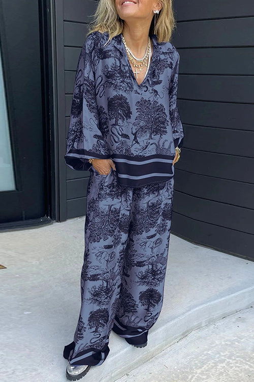 Quinnley | Ensemble pour femme avec chemise imprimée et pantalon