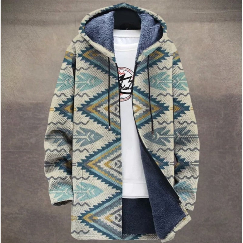 Paloma | Geometric Pattern Hooded Coat