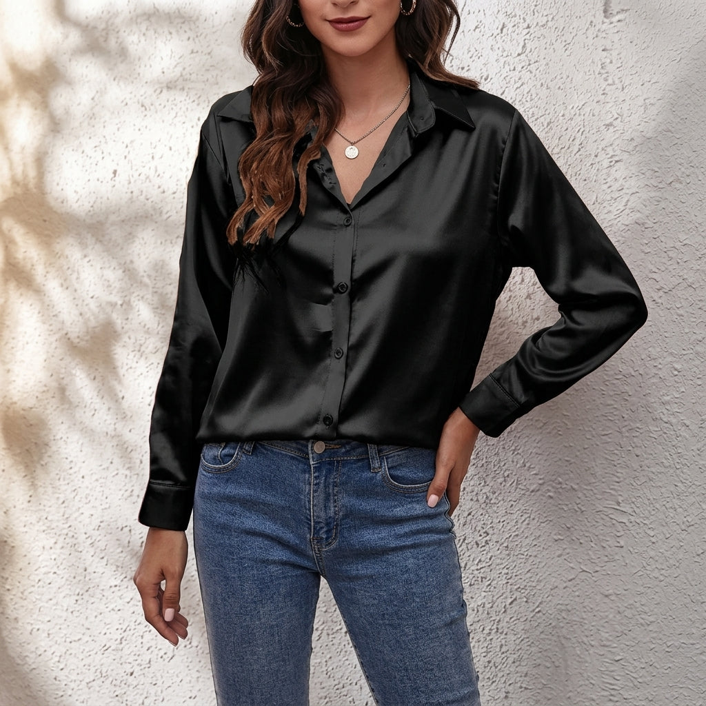 Harper | Camicia da donna in raso a maniche lunghe