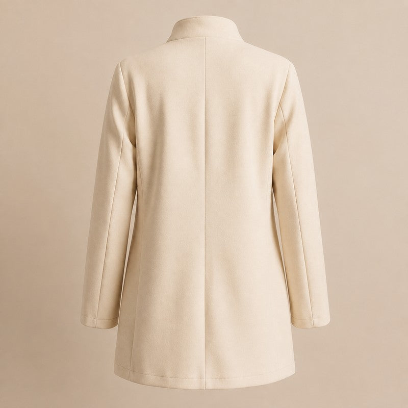 Evelyn | Long Collarless Coat