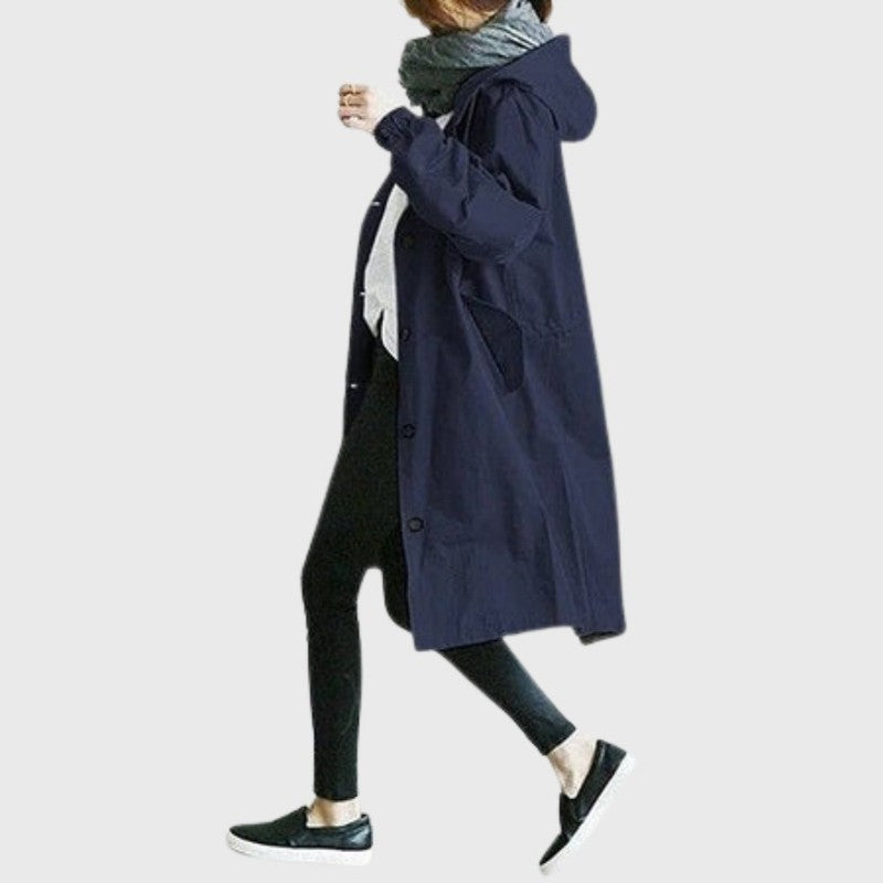 Audra | Relaxed Hooded Long Trench Coat
