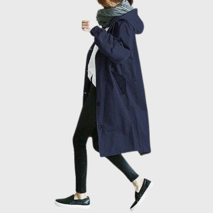 Audra | Relaxed Hooded Long Trench Coat