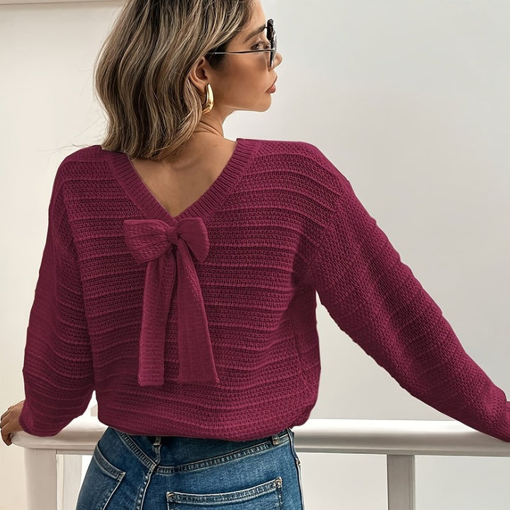 Imogen | Cropped Bow-Back Knit Sweater