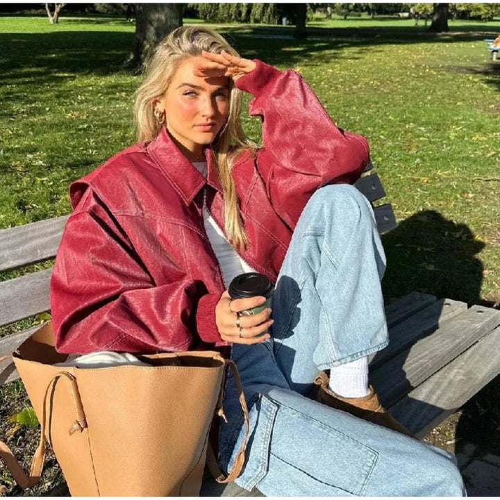 Renée | Oversized Point-Collar Bomber Jacket