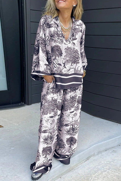 Quinnley | Ensemble pour femme avec chemise imprimée et pantalon