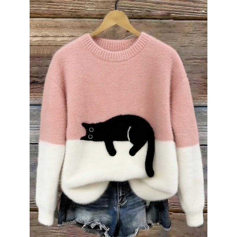Luna | Oversized Cat Graphic Sweater