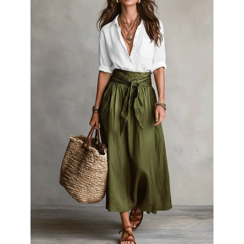 Women's Coralie | Button-Front Shirt and Tie-Waist Skirt Set