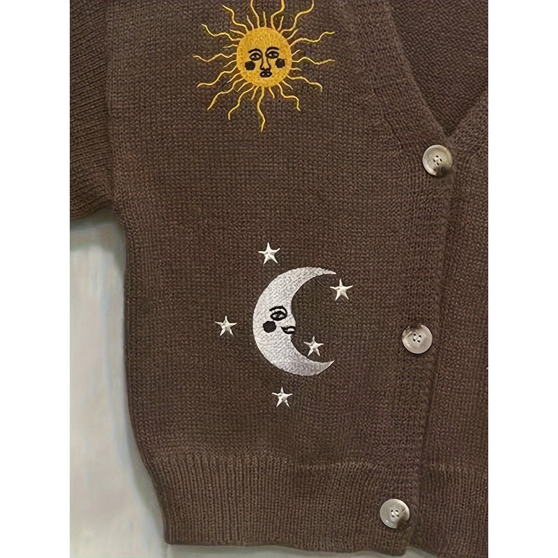 Marisol | Celestial Embroidered Cropped Cardigan
