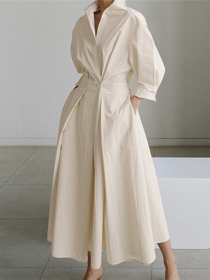 Brynn | Abito lungo elegante a trapezio con colletto da polo